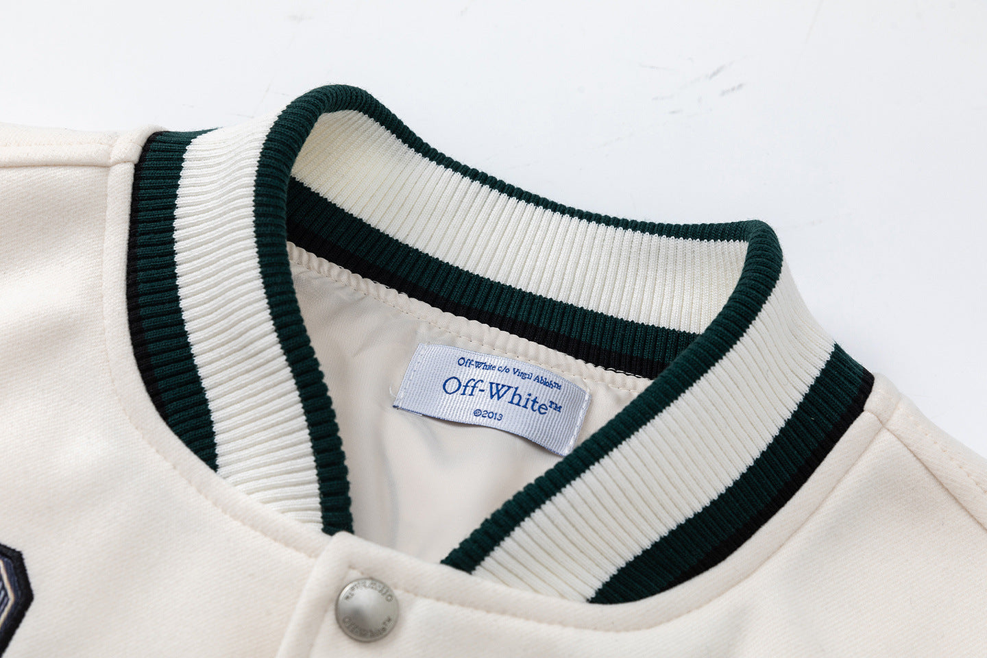 OFF WHITE Men's Blue Cash Wool Varsity Jacket