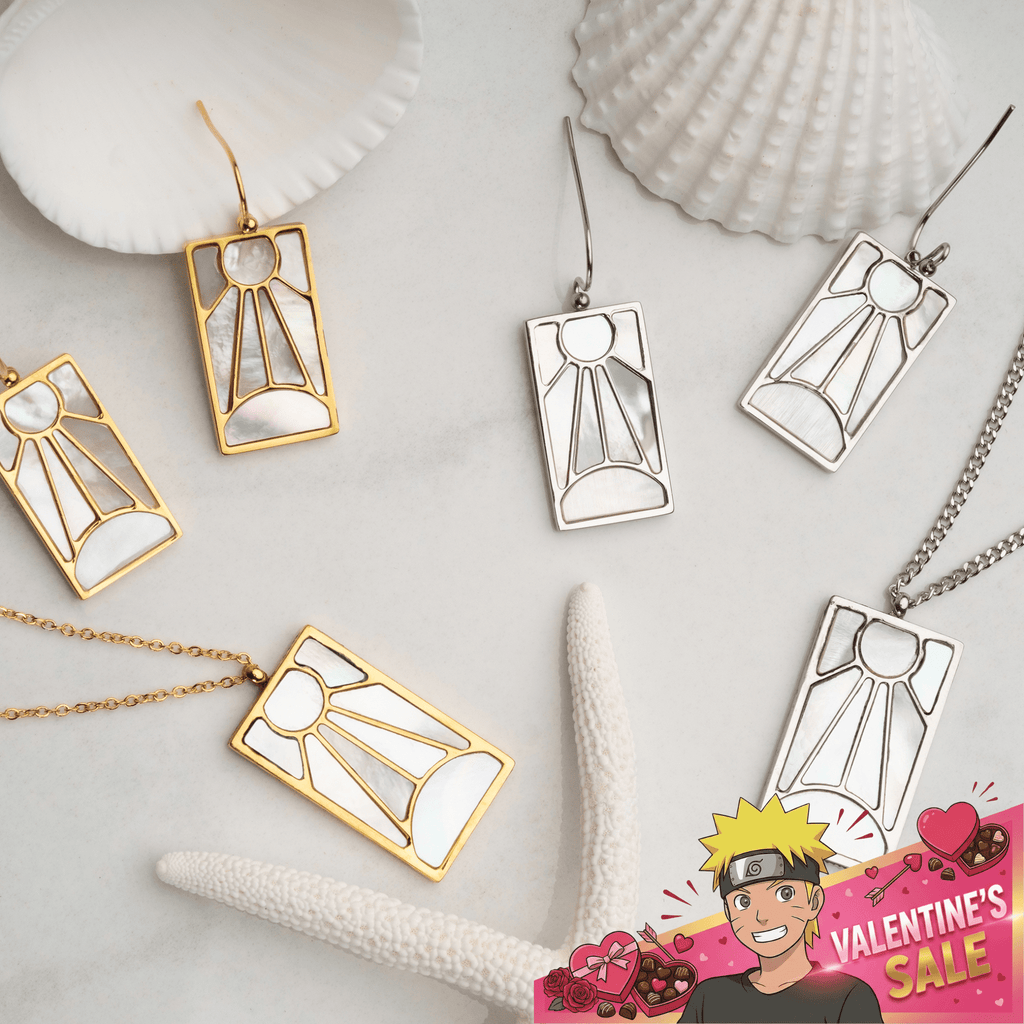 Tanjiro's Necklace & Earring Set - Pearl Hanafuda