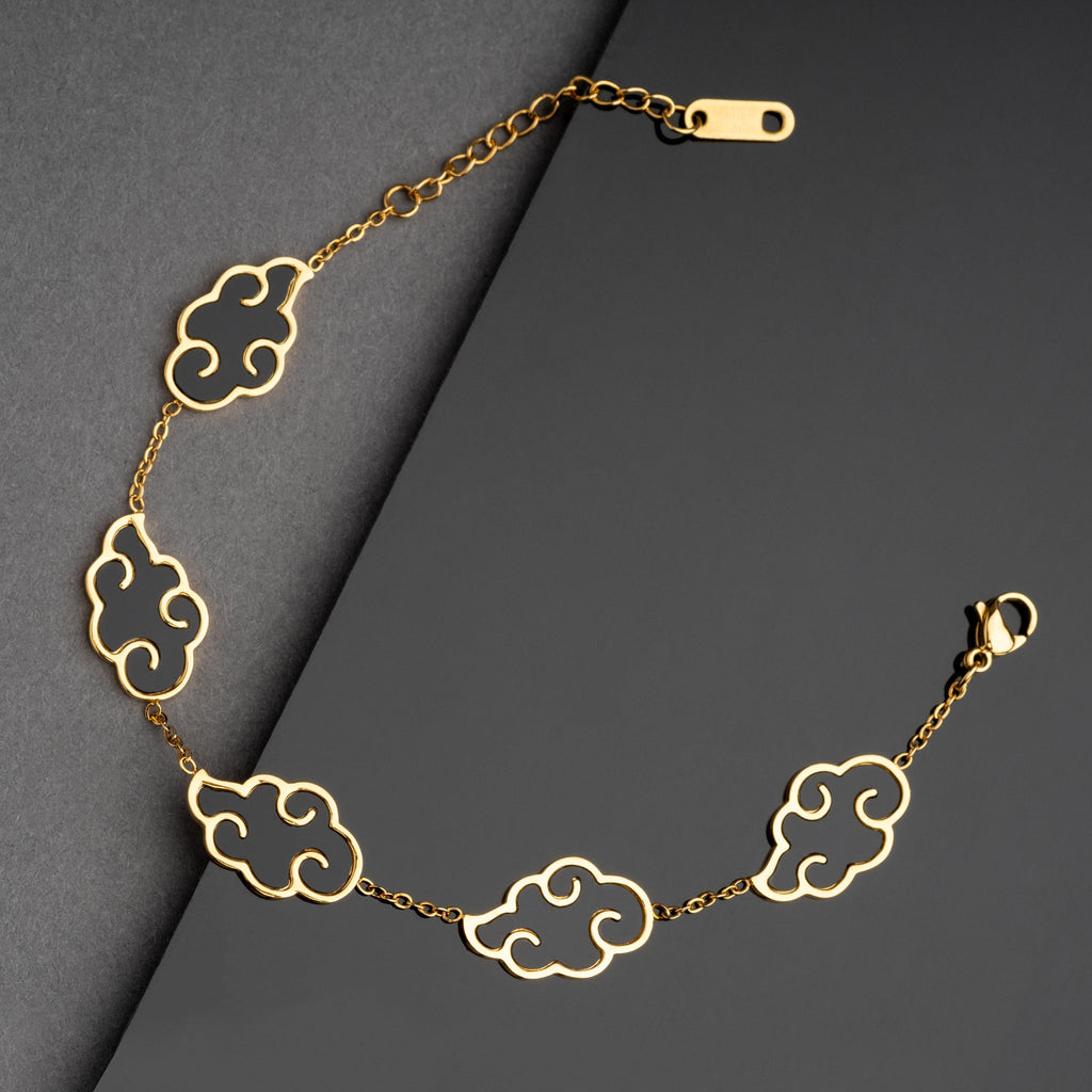 Akatsuki Cloud Bracelet + Necklace Set - Naruto - 18K Gold Plated