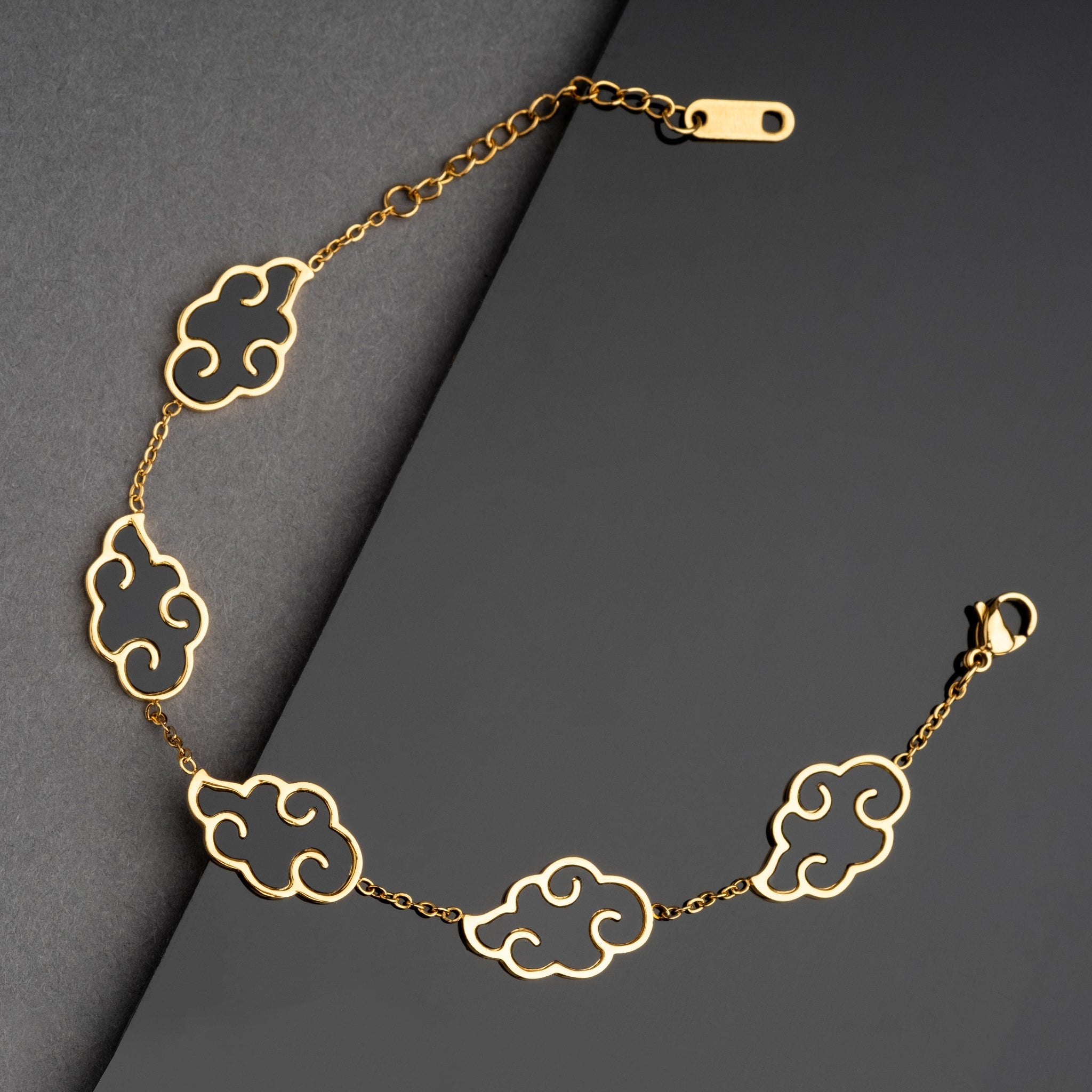 Akatsuki Cloud Bracelet + Necklace Set - Naruto - 18K Gold Plated