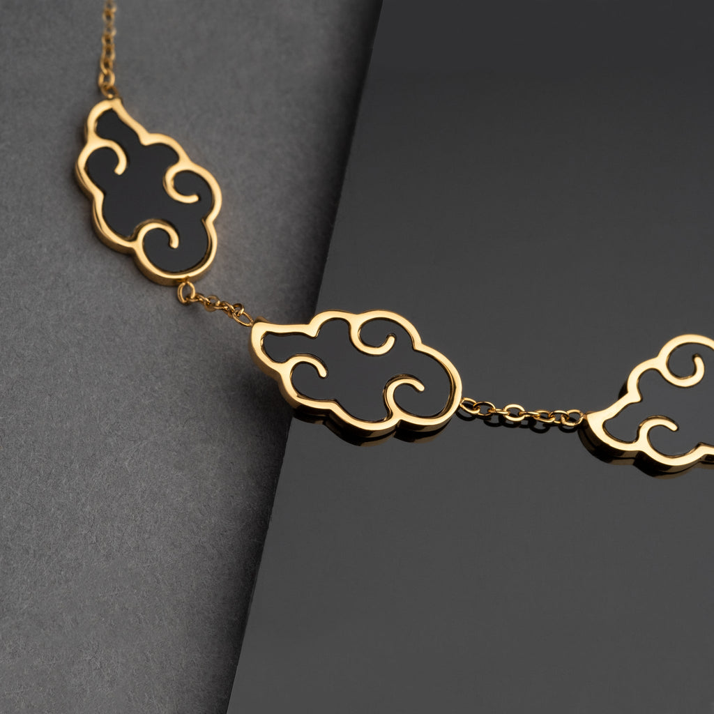 Akatsuki Cloud Bracelet + Necklace Set - Naruto - 18K Gold Plated