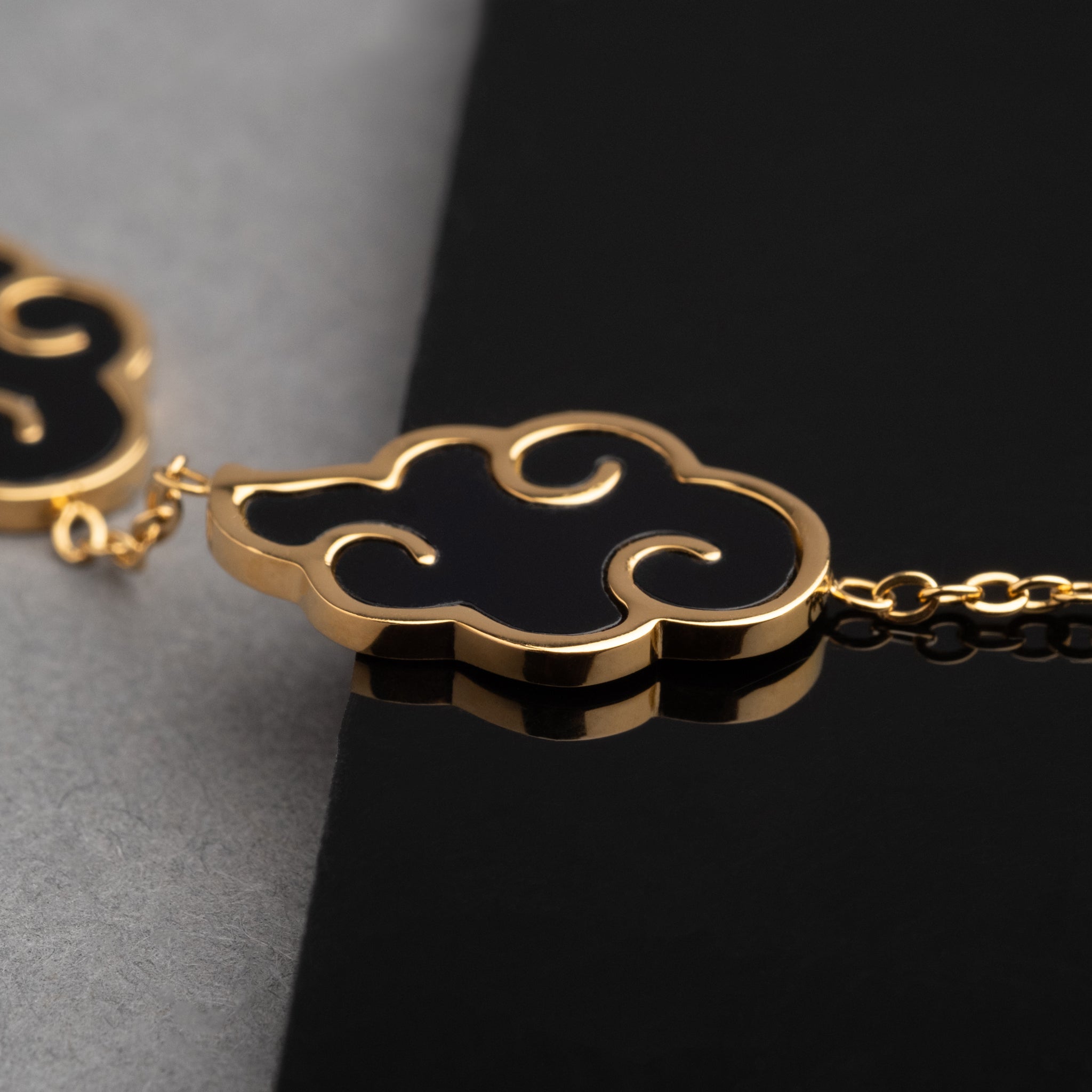 Akatsuki Cloud Bracelet + Necklace Set - Naruto - 18K Gold Plated