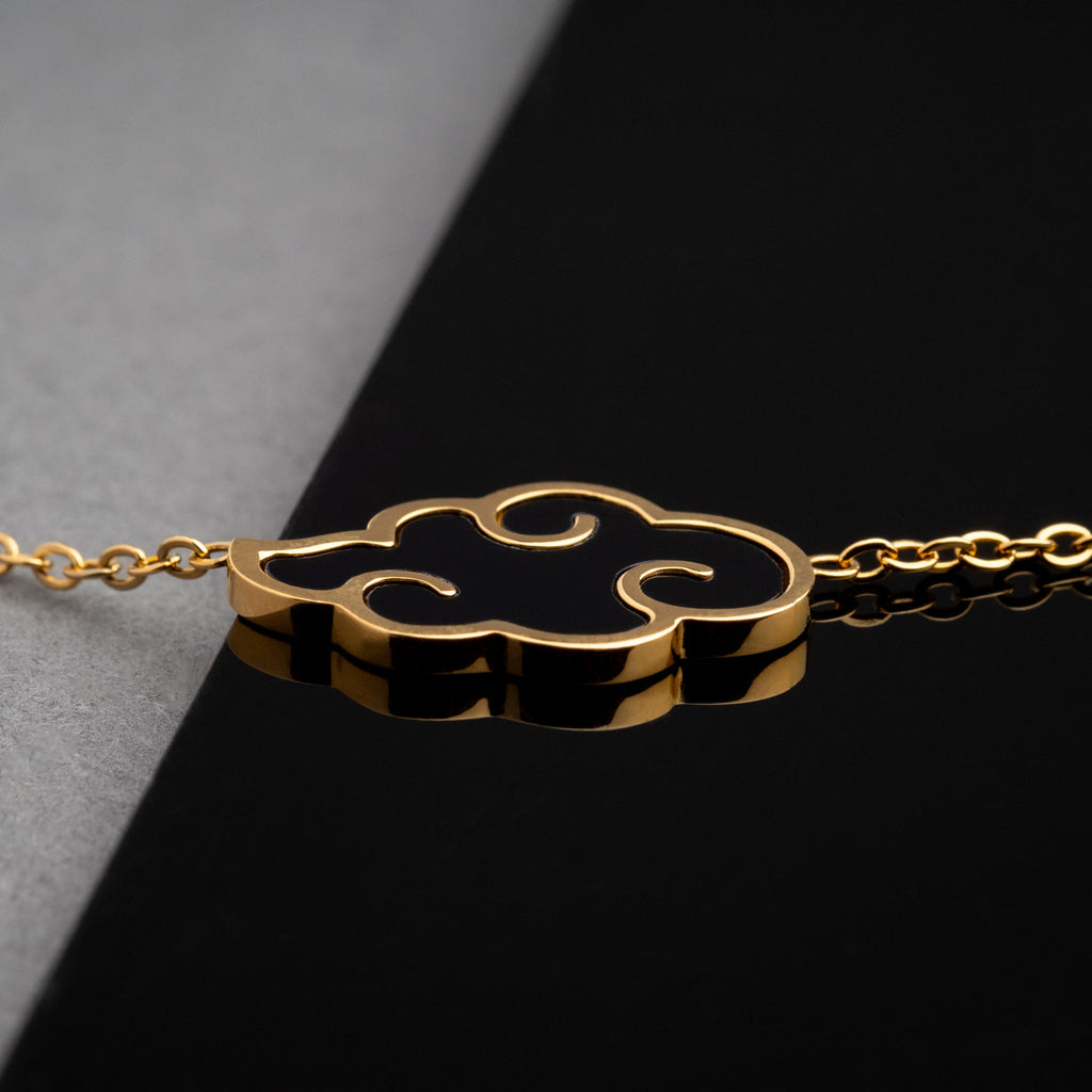 Akatsuki Cloud Bracelet + Necklace Set - Naruto - 18K Gold Plated