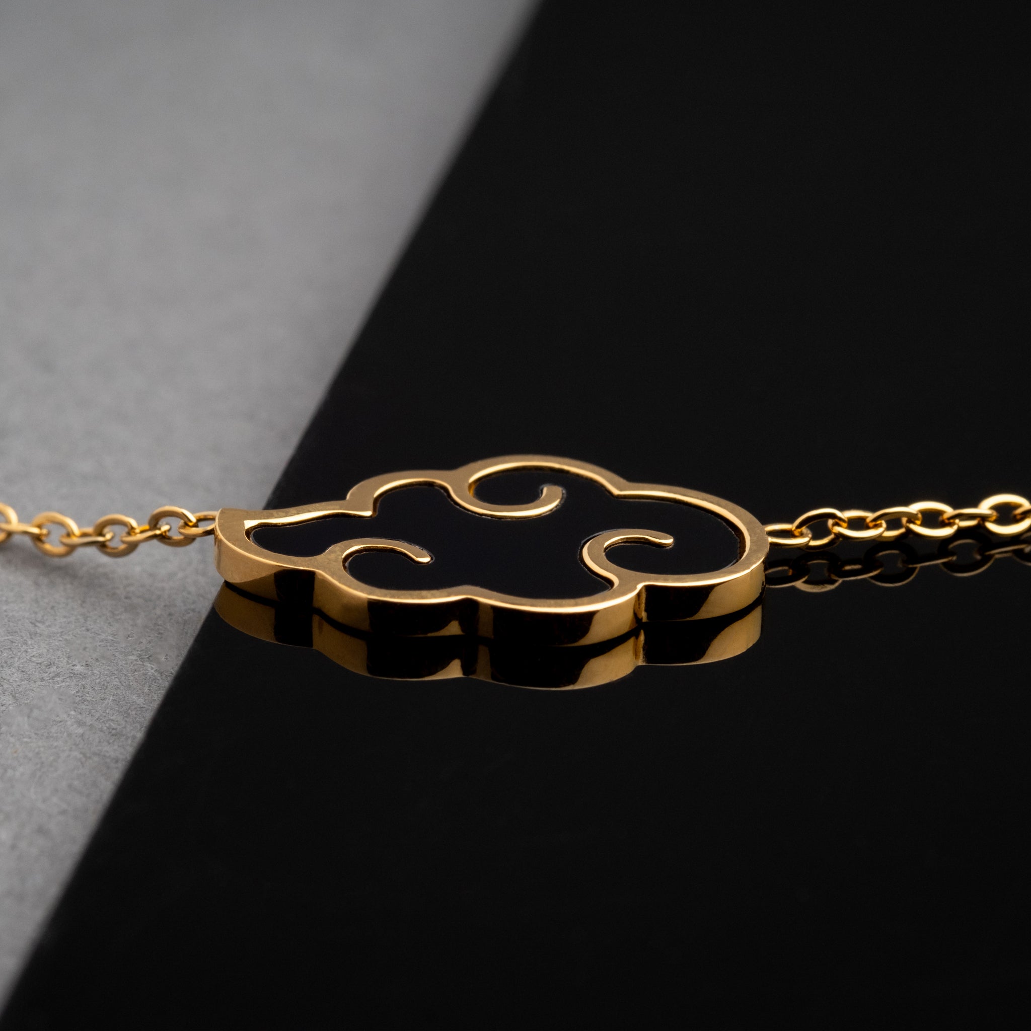 Akatsuki Cloud Bracelet + Necklace Set - Naruto - 18K Gold Plated