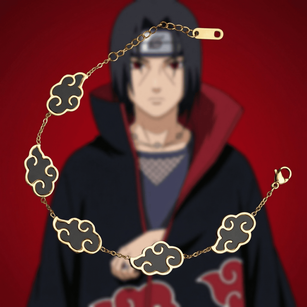 Akatsuki Cloud Bracelet + Necklace Set - Naruto - 18K Gold Plated